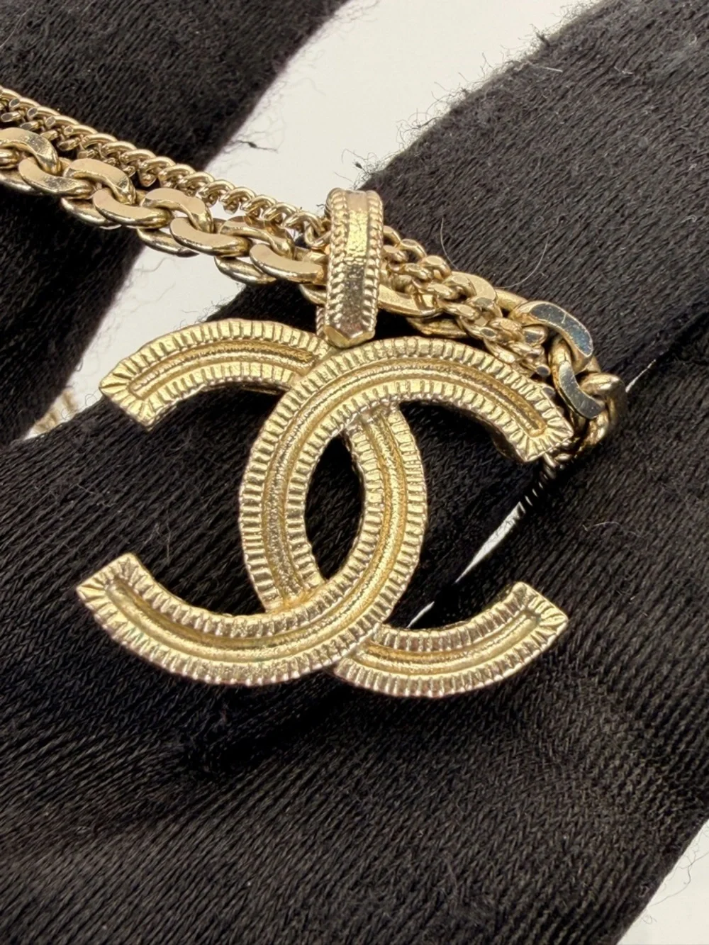 CHANEL Crystal CC Multi Strand Chain Necklace Gold